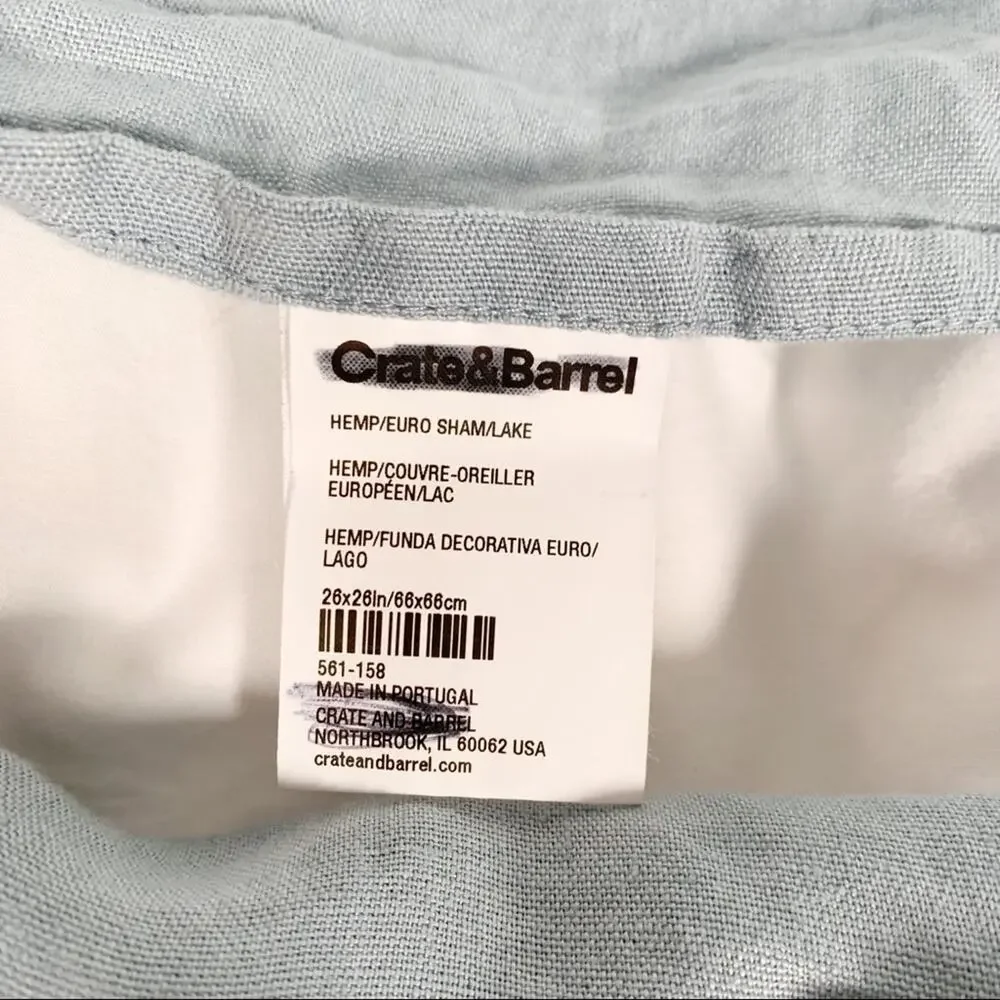 Crate & Barrel Lake Natural Hemp Fiber Euro Sham